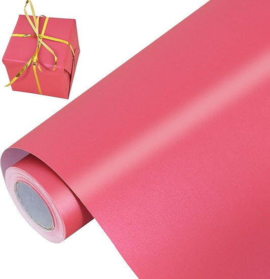 BEISHIDA Hot Pink Gift Wrapping Paper Solid Color Pearly-Lustre Wrapping Paper Roll Matte Gift Wrap Paper, Packing Paper for Wedding, Birthday, Graduation, Christmas Wrapping Paper(17inches X 32.8ft)