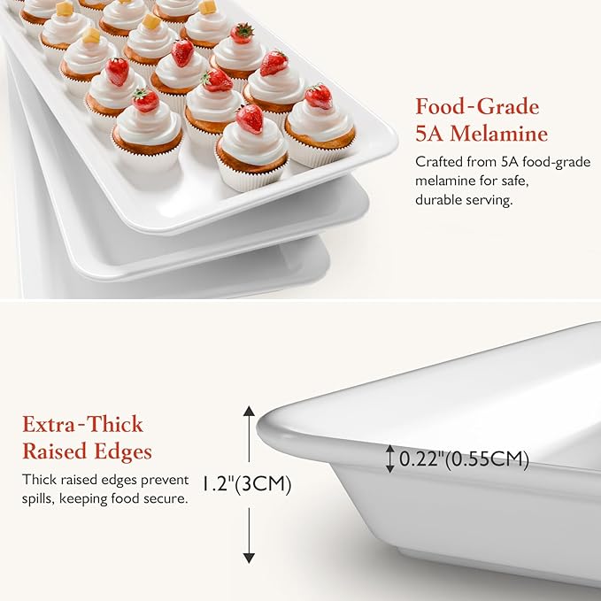 Extra Large 3-Tier Melamine Serving Tray Set and Cupcake Stand for Party Events, 17" Platters with Tiered Stand, Holds 63 Cupcakes, Food, Dessert, and Fruit – Black