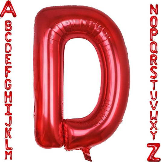 AULE red Letter Balloons D 40Inch Large Giant big Foil Mylar red D Balloon for Birthday Aniversary Party Decorations