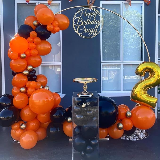 Orange Black Latex Balloons, 65pcs 12 Inches Black Orange Confetti Balloons with 1 Ribbon for Halloween, Birthday, Graduation Party Decorations