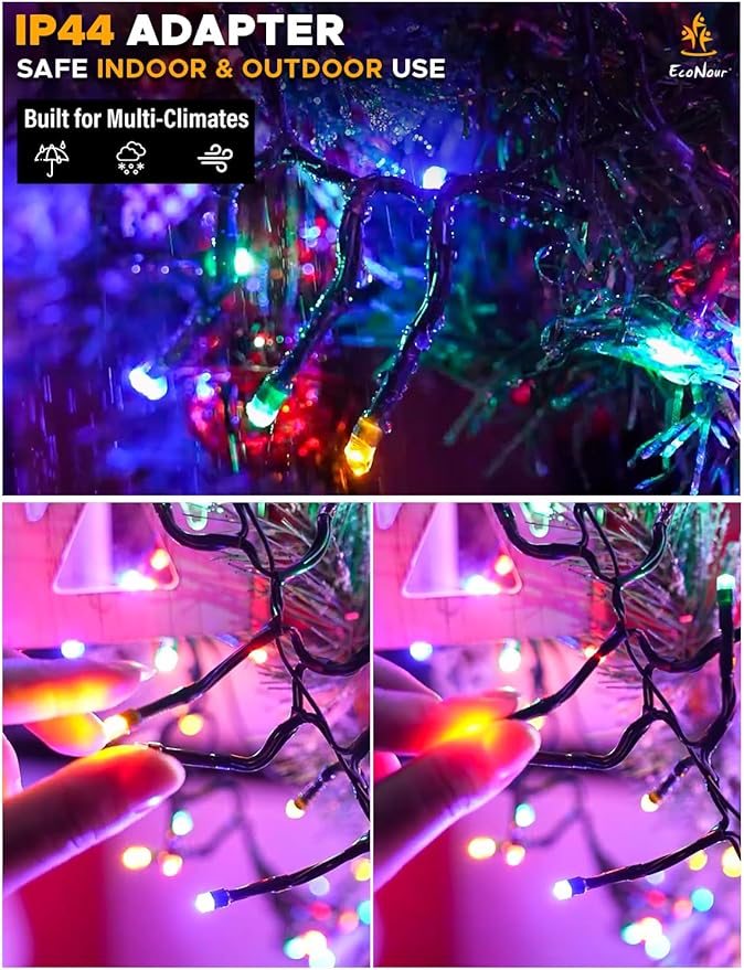 EcoNour 29.5 Ft 720 LED Cluster Twinkle Lights for Easter Decorations, 8 Modes String Lights for Decoration with Timer and Memory Function, Multicolor Sparkle Lights for Magical Home & Outdoor