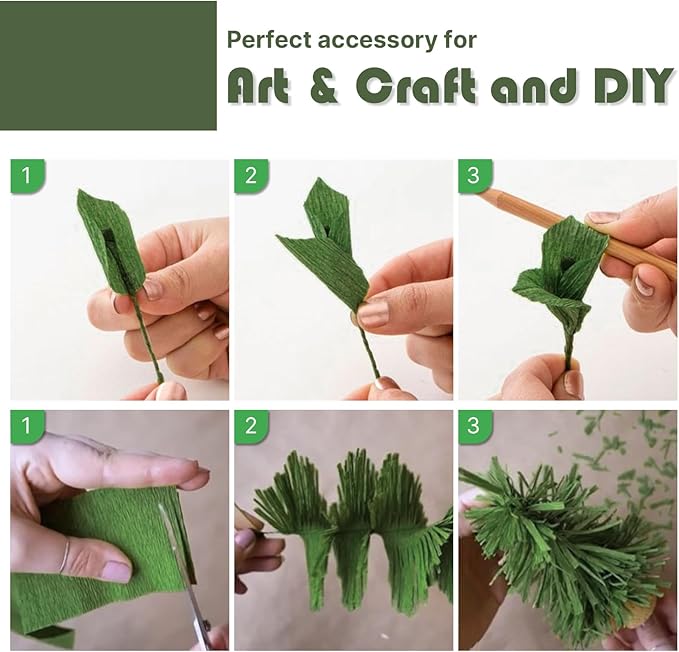 PartyWoo Olive Green Crepe Paper Streamers 8pcs 656 ft Pack of Dusty Sage Green Crepe Paper Sheets for Birthday Baby Shower Graduation Woodland Dinosaur Jungle Football Theme Party Decorations