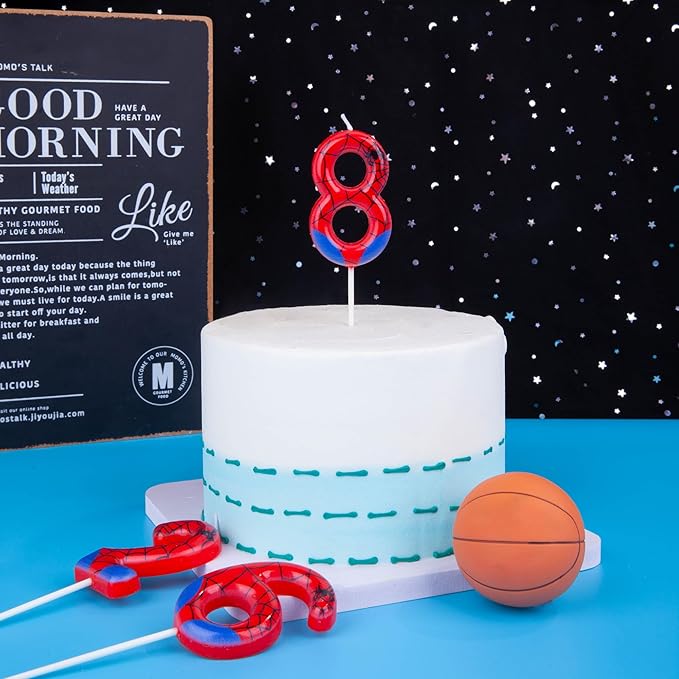 PHD CAKE 2.76 Inch Number 8 Spider Birthday Candles, Spider Cartoon Themed Number Candles, Cake Number Candles, Party Celebration