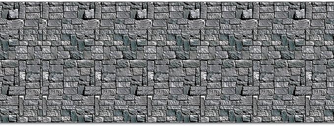 Beistle Brick Stone Wall Backdrop, 4’ x 30’ – Medieval Party Decorations, Medieval Decor Background, Photo Backdrop, Easy to Adhere Wall Covering, Stone Backdrop, Halloween Party Decorations