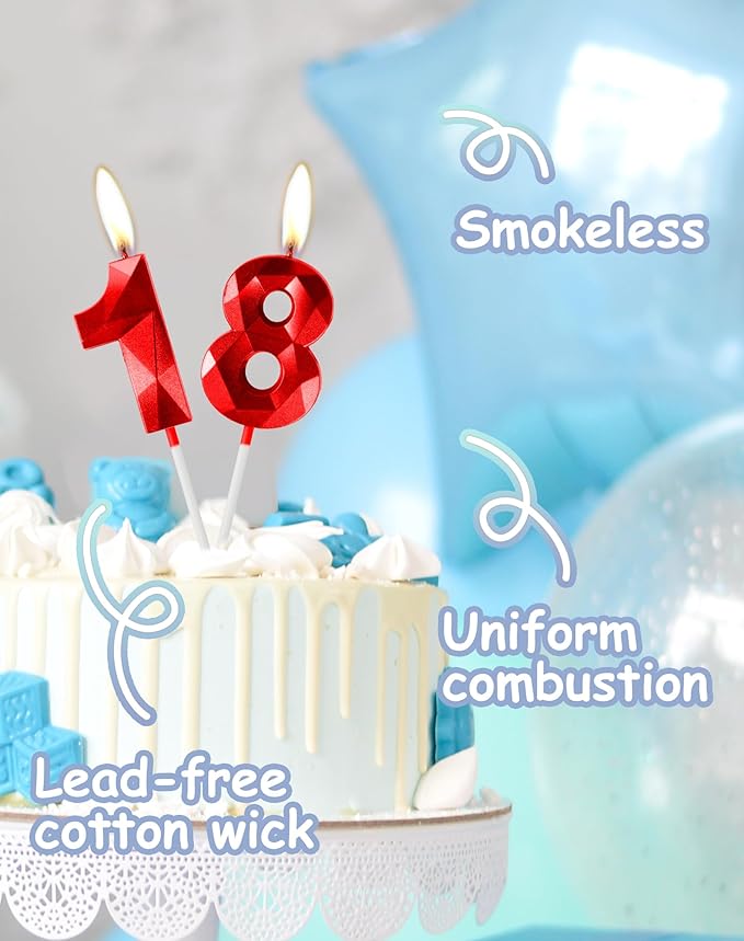 29th Birthday Candles,Number 29 Candles,Red Happy Birthday Candle for Cake,3D Design Cake Topper Decorations for Women Men Birthday Party Wedding Anniversary Celebration Supplies