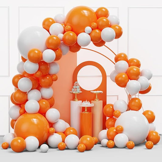 YMSZ Orange Balloons Arch Kit, 134pcs Orange and White Balloons for Birthday, Graduation, Baby Shower Party Decorations