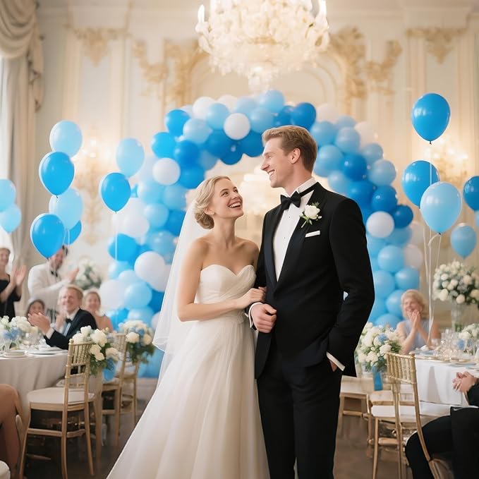 Light Blue Balloon 110pcs, Blue Latex Balloons12 inch for Birthday Wedding(with 2 Ribbons).
