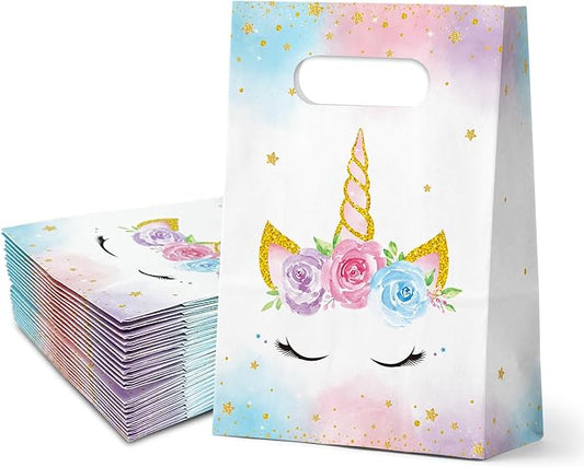 FRIDAY NIGHT Unicorn Gift Bags Watercolor Paper Treat Candy Bag 24 PCS Unicorn Themed Birthday Party Supplies Wedding Bridal Showers Decorations
