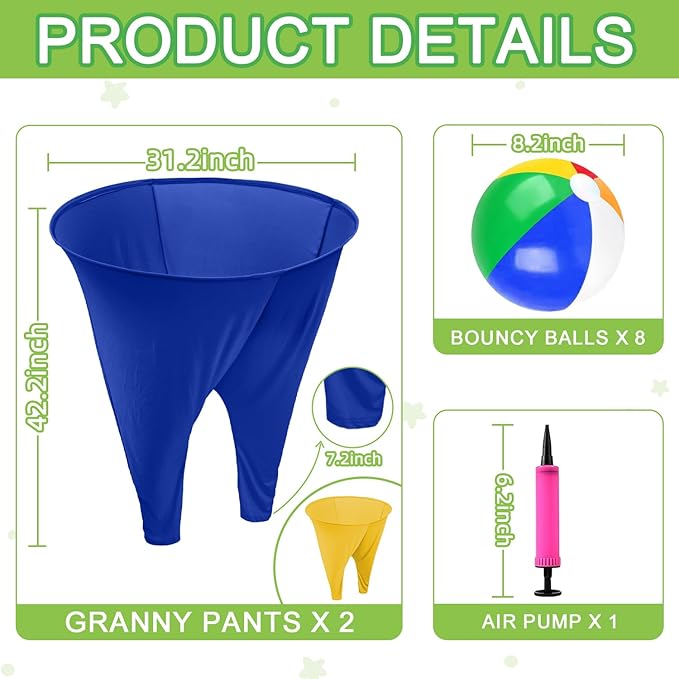 Granny Pants Yard Game Freaky Party Games Pants with Bouncy Balls and Air Pump Oversized Granny Pants Outdoor Game for Adults and Family Interactive Throwing Game for Group Gatherings
