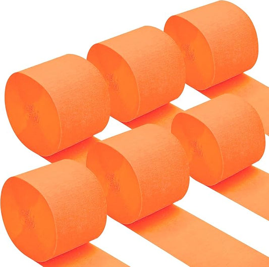 Oun Nana Orange Crepe Paper Streamers Party Decorations, 6 Rolls 738 Ft Party Streamers for Birthday, Baby Shower, Wedding, Graduation, Backdrops, Ceilings and DIY Crafts
