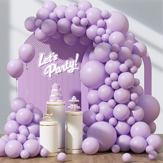 120pcs Pastel Purple Balloons, 18 12 10 5 inch Light Purple Balloons Different Sizes Purple Balloon Garland for Baby Shower Gender Reveal Wedding Birthday Party Decorations
