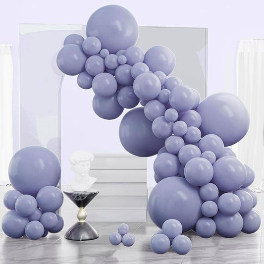 PartyWoo Dusty Blue Balloons 140pcs Different Sizes Pack of 18 12 10 5 Inch Boho Dusty Purple Muted Lavender Balloon Arch Kit for Baby Shower Anniversary Graduation Birthday Party Decorations Blue-F16
