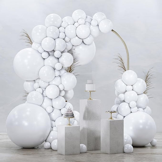 PartyWoo White Balloons 99pcs Different Sizes Pack of 36 18 12 10 5 Inch Matte White Latex Balloon Arch Kit Garland for Wedding Bridal Graduation Baby Shower Birthday Party Decorations White-Y13
