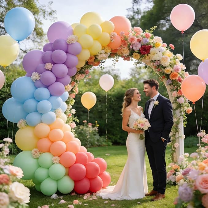 110pcs Pastel Balloons 12 Inch, Pastel color balloons Assorted Latex Ballons for Birthday Party DecorationsBaby Shower Wedding(with 2 Ribbons).