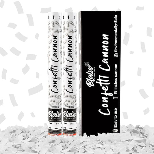 Blaise Pyro & Party White Confetti Poppers - Large Confetti Poppers for Weddings, Engangements, & Graduations - Water-Soluble & Easy Clean-Up - 2 Pack, 18 Inch
