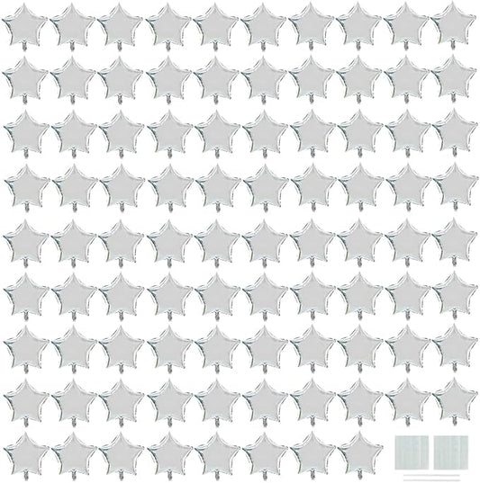 TONIFUL 50Pcs Star Balloons 5 Inch Silver Star Shape Foil Balloons Star Mylar Balloons Star Helium Birthday Balloons for Birthday Wedding Baby Shower Anniversary Engagement Party Decorations Supplies