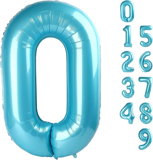 Number 0 Balloons 40 Inch Pastel Blue Number Balloons for 10 20 30 40 50 60 70 80 90 100 Numbers Balloon Birthday Decorations Wedding Event Baby Shower