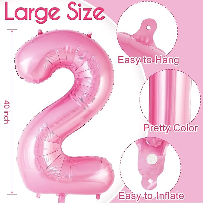 Pink Number 24 Balloons, Big Large Foil Number Balloons, Jumbo Giant Mylar Balloons for Birthday Party Decorations Supplies Anniversary (Number 24)