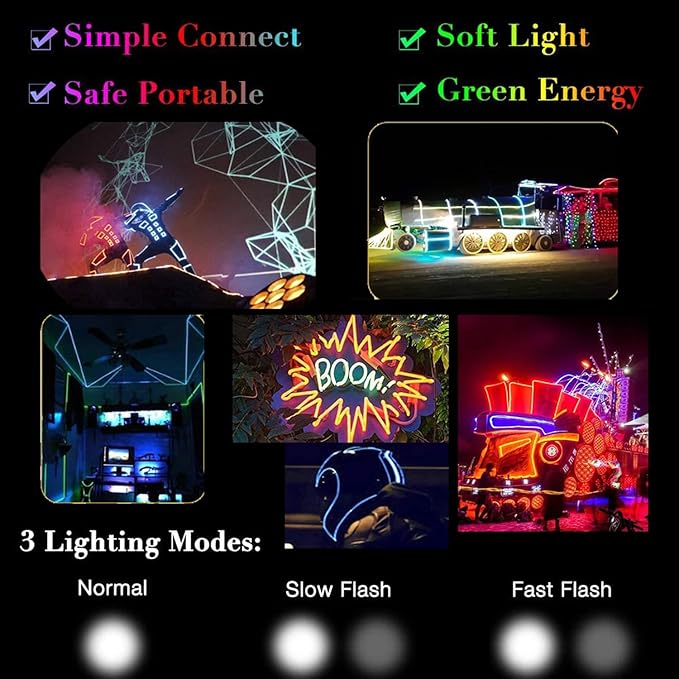 Multicolor Neon Light 5-in-1 Meter Wire,Portable Battery Pack Decorative Wire, Suitable for Birthday Parties, Thanksgiving, and Other Occasions.