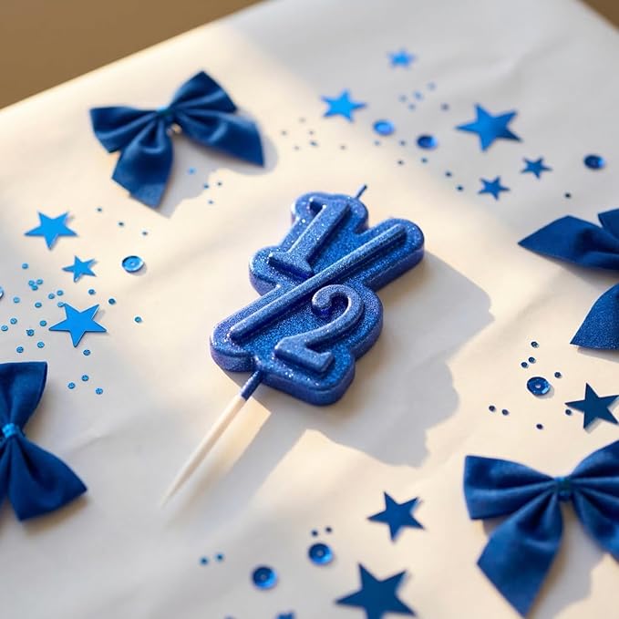 BBTO Half Birthday Candle 1/2 Year Old Cake Topper for Baby's Half Year Old Birthday Anniversary Celebration Party Decorations(Blue)