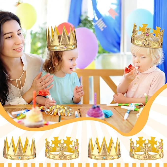 Yaomiao 66 Pieces Foam Princess Tiaras DIY Crowns Kids Party Favors Craft Crystal Diamond Sticker Girls Making Your Own Tiara (66 Pcs,Gold,Stylish Style)