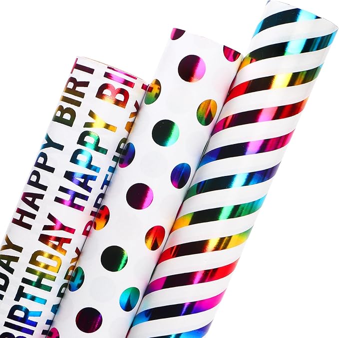 Ribbli Pop Up Birthday Card and Iridescent Birthday Wrapping Paper