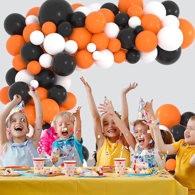Orange Black White Balloon Garland Arch Kit - Orange Black White Balloons for Retirement Class of 2026 Graduate Congratulations Halloween Birthday Party Decorations