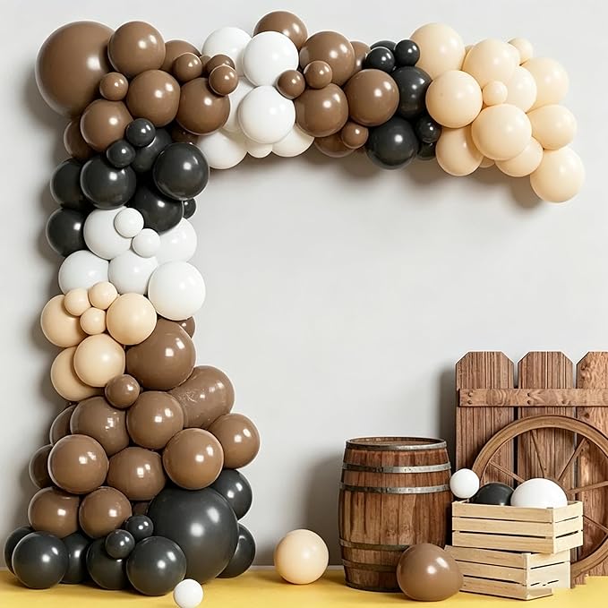 Brown Balloons, 60pcs 12In Neutral Balloon Set, Dark Brown and Sand White Balloons, Tan Cocoa Coffee Beige Nude Latex Balloon for Neutral Baby Shower Birthday Bridal Shower