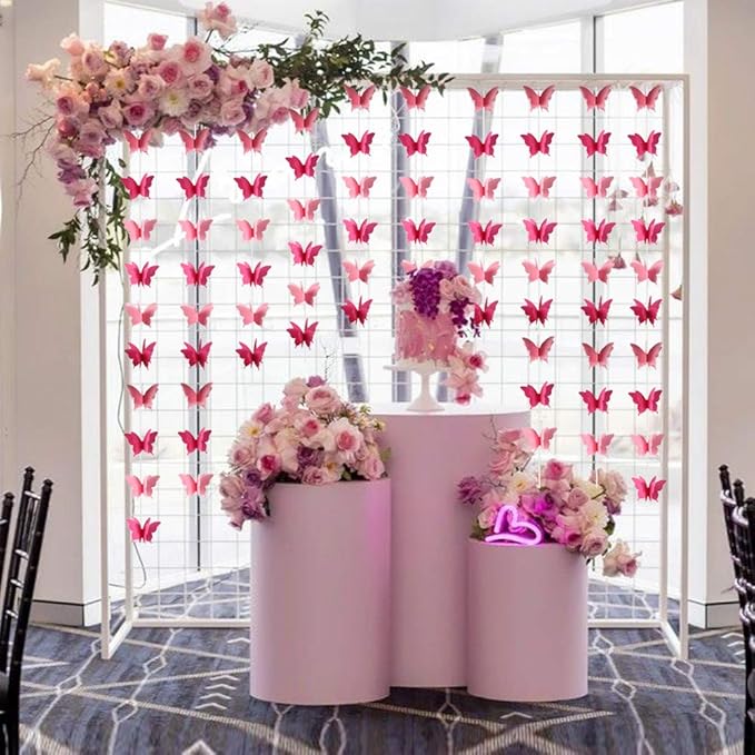 Butterfly Banner Decorative Paper Garland for Wedding Baby Shower Birthday Theme Decor 110 Inches Long Pack of 2 Pieces Pink