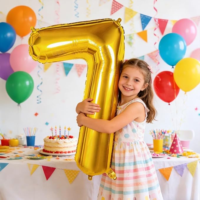 40 inch Number Balloon 0-9 Gold Large Number 17 Balloons,Digital Balloons for Birthday Party Celebration Decorations Supplies, Helium Foil Number Balloons for Wedding Anniversary