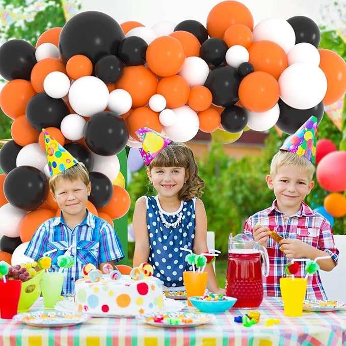 Orange Black White Balloon Garland Arch Kit - Orange Black White Balloons for Retirement Class of 2026 Graduate Congratulations Halloween Birthday Party Decorations