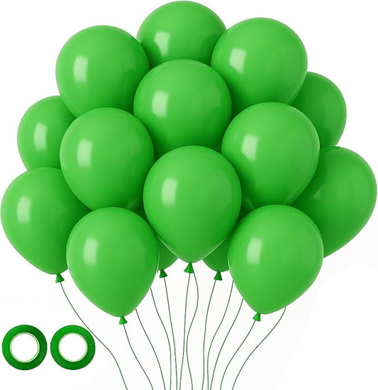 Voircoloria 105pcs Green Balloons 12inch Party Latex Balloons for Birthday Dinosaur Baby Shower St. Patrick's Day Summer Jungle Forest Safari Party Decorations