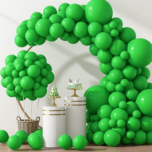 RUBFAC 129pcs Green Balloons Different Sizes 18 12 10 5 Inch Green Latex Christmas Balloon Garland Arch for Masquerade Party Decorations Birthday Baby Shower Wedding Party Supplies