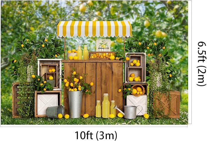 Kate 10x6.5ft Summer Lemon Shop Backdrops for Photography Lemonade Theme Party Decoration Background Lemon Juice Lemon Tree Backgrounds Sweet Baby 1st Birthday Party Studio Backdrop