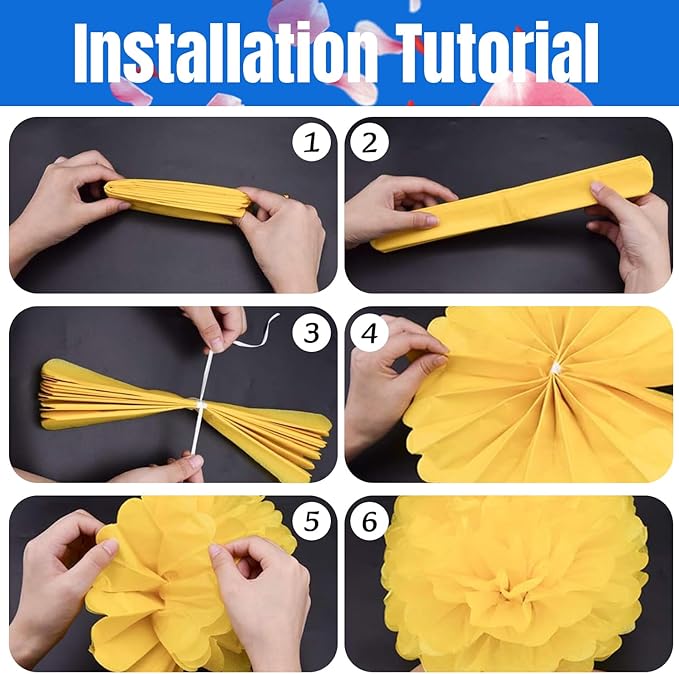Qimoo 20pcs Beige Paper Pom Poms Decorations, DIY Decorative Tissue Paper Pom-poms Flowers Ball for Party Wedding Outdoor Decoration