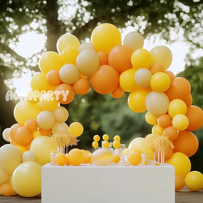 Yellow Balloons Garland Arch Kit Different Sizes Pack 150Pc 18Inch 10Inch 5Inch Latex Pastel Mustard Yellow Balloons for Graduation Easter Birthday Party Decorations