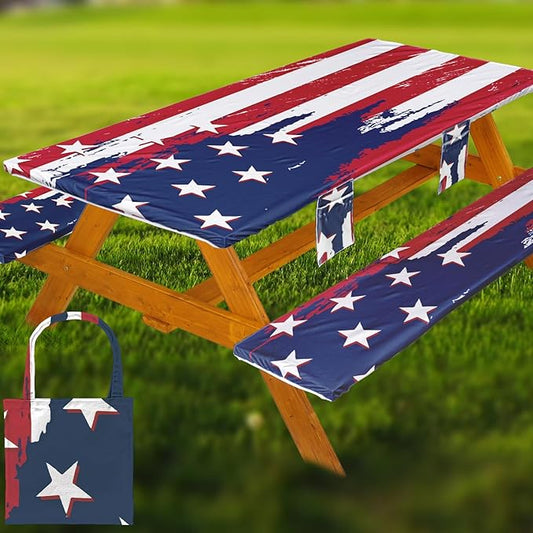 Picnic Table Cover with Bench Covers Table Cloth Tablecloth Summer Outdoor Rv Patio Tent Camping Glamping Campsite Camper Essentials Accessories Items Gear Gadgets Stuff Necessities Supplies Must Have