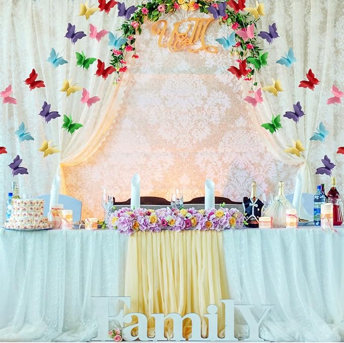 Butterfly Decorations, Butterfly Birthday Decorations for Wedding Baby Shower Birthday Party Decorations Rainbow Pack of 4, 10001