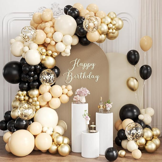 Black Nude White Gold Balloon Garland Arch Kit, 167Pcs Latex Balloons Different Sizes for Boho Birthday Baby Shower Gender Reveal Graduation Wedding Party Decorations