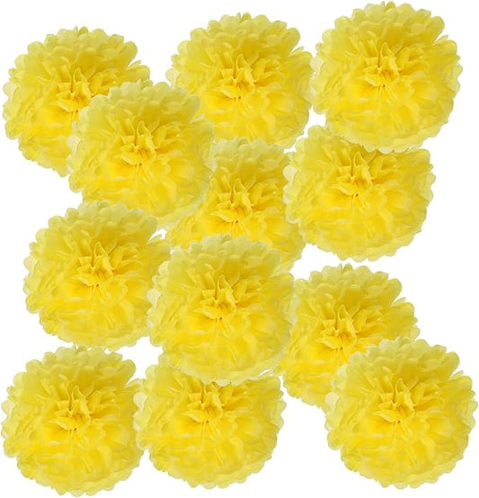 PATIKIL 8inch Tissue Paper Pom Poms, 12PCS Pom Poms Paper Flowers Ball Tissue Paper Flowers for Wedding Bridal Shower Birthday Bachelorette Party Backdrop Decoration, Light Yellow