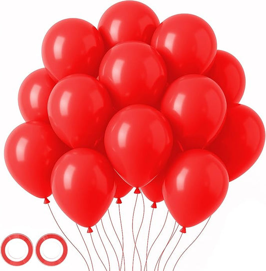 Voircoloria 105pcs Red Balloons 12inch Party Latex Balloons for Valentine's Day Birthday Christmas Baby Shower Wedding Anniversary Party Decorations