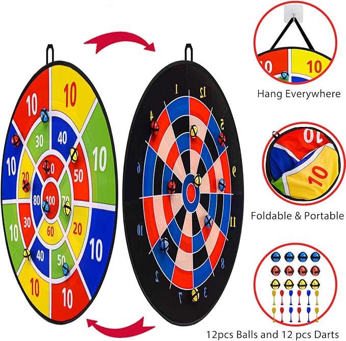 ROYPOUTA 29" Dart Board Games for Kids – Fun Outdoor & Indoor Play, Kids Party Carnival Games with 12 Sticky Balls & Darts, Easter Basket Stuffers Gifts for Boys & Girls 4-12