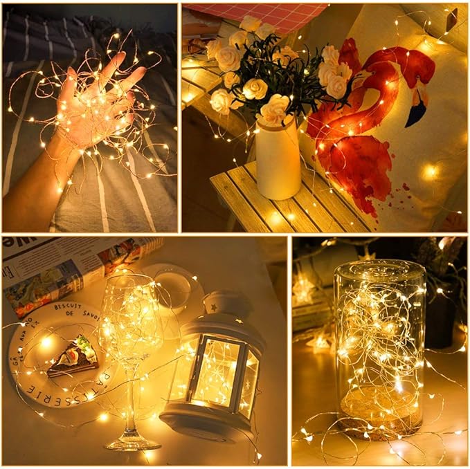 MUMUXI 32 Pack 7.2ft Fairy Lights Battery Operated, 20 LED String Lights Waterproof Copper Wire Starry Firefly LEDs for Wedding Party Jars Christmas Decorations Warm White