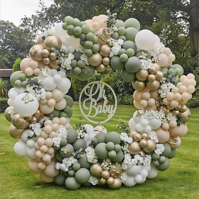 120pcs Sage Green Balloons, 18 12 10 5 inch Sage Balloons Different Sizes Light PastelGreen Balloon Arch Kit for Wedding Bridal Shower Baby Shower Birthday Party Decorations