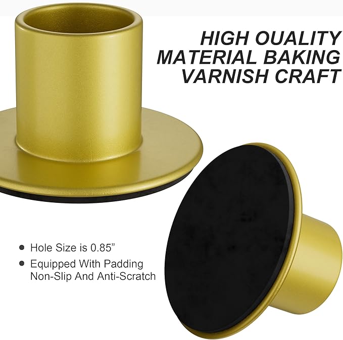 2 PCS Gold Candle Holders - Elegant Taper Candle Holders, Classic Gold Candlestick Holders for Table Centerpiece, Festive Christmas Mantel Display or Sophisticated Home Decor