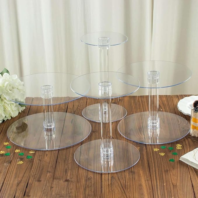 Efavormart Lovely 4 Tier XL Acrylic Crystal Glass Clear Cake Dessert Decorating Stand for Birthday Xmas Party Wedding