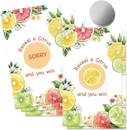 50 Pcs The Lemon Themed Scratch-off Game Cards, Scratch Card for Engagement Party, Wedding, Bachelorette Party, Bridal Lottery Ticket, Citrus Lemon Bridal Shower Decorations