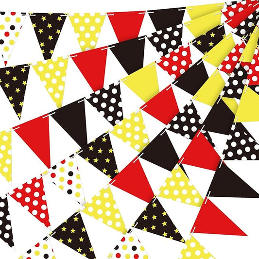 5 Pcs Mouse Birthday Party Banner Pennant Flags Mouse Triangle with Double Sided Printing Triangle Paper Flag for Hanging Decoration
