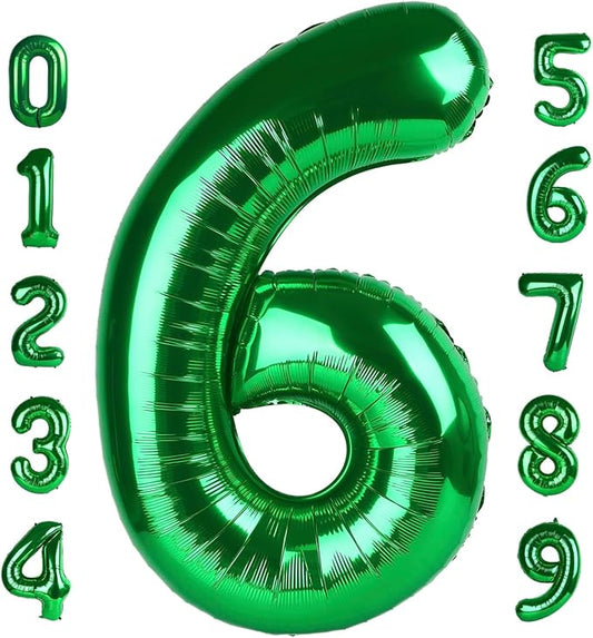 Number 6 Balloon 40 Inch, 6 7 Six Seven Birthday Decorations, 6th Birthday Balloon for Men Women, Dark Green 16 60 61 65 Numbers Balloons Party Wedding Events Decorations