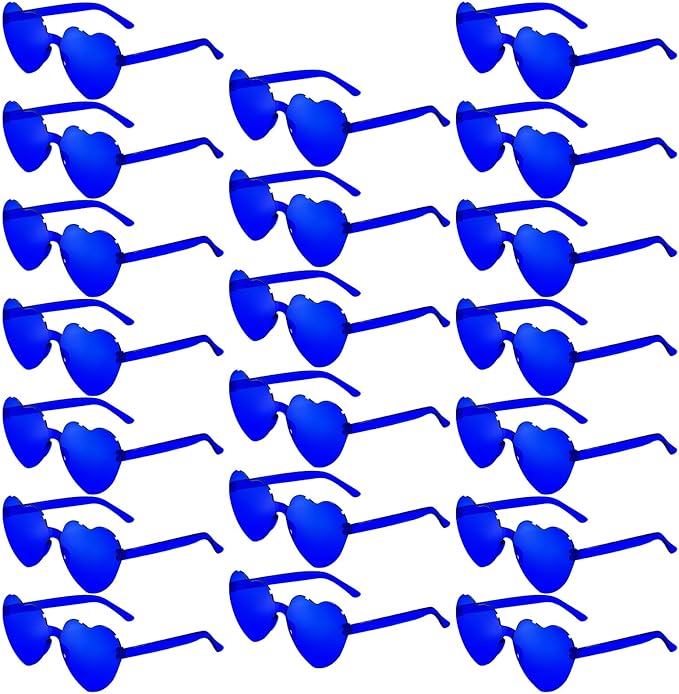 20 Pairs Heart Shaped Sunglasses Bulk, Colorful Rimless Fun Heart Sunglasses for Women Party Favors